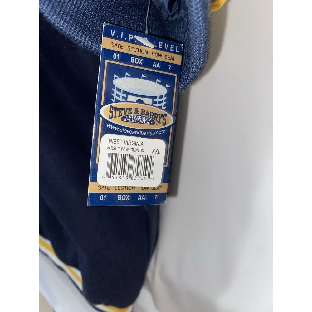 Vtg West‎ Virginia Mountaineers Steve & Barry's Varsity Jacket Mens 2XL NWT
